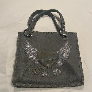 CHARM AND LUCK LEATHER HANDBAG- pink satin interior